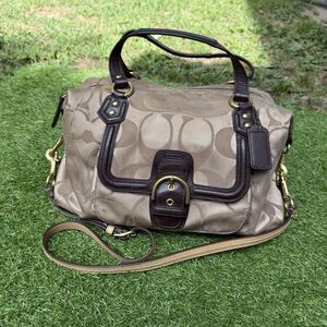 Vintage Y2K Coach F24741 Campbell‎ Signature Satchel Brown Purse Doctor Bag AOP